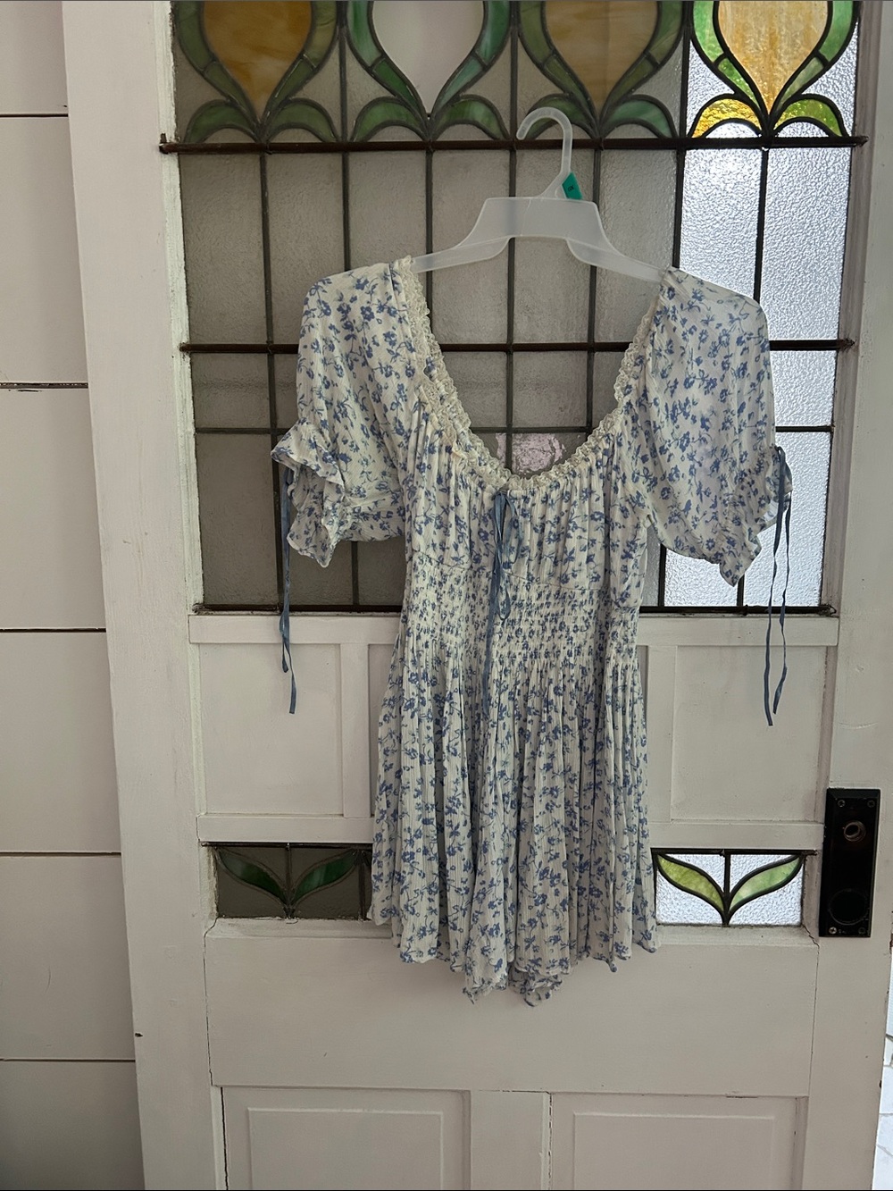 Urban Outfitters Blue Floral Puff-Sleeve Women’s dress